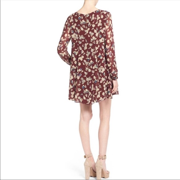 ASTR Burgundy Printed Long Sleeve Dress - Picture 6 of 7